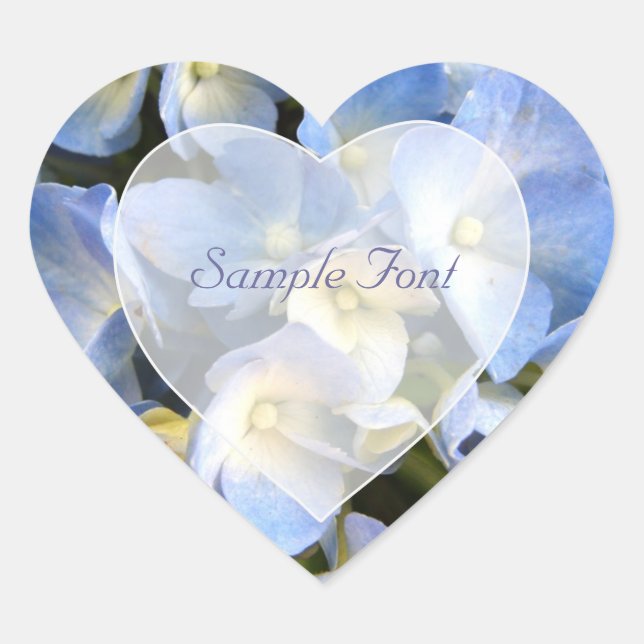 PixDezine, blaue Hydrangea/DIY-Hintergrundfarbe Herz-Aufkleber (Vorderseite)