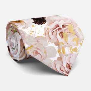 PixDezine Boho H2 Dusty Rose Burgundy Mums Krawatte