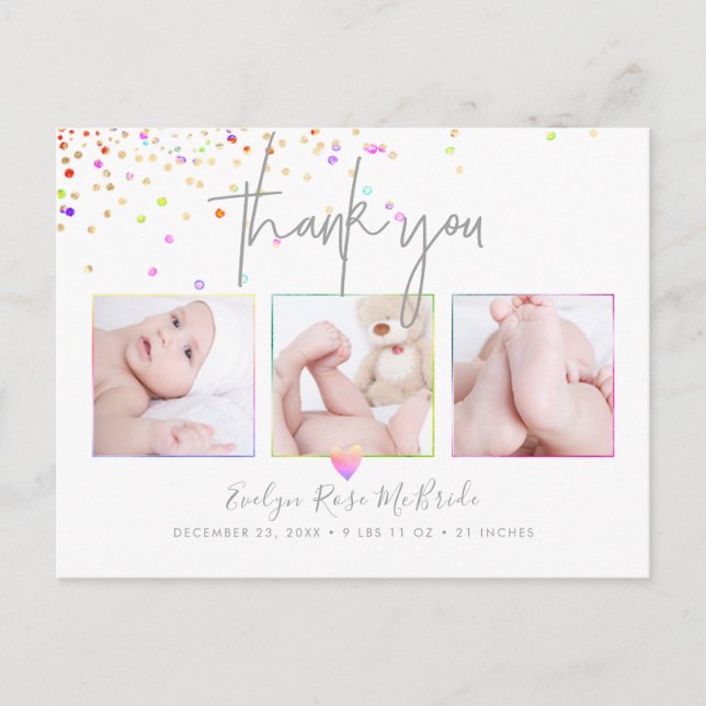 PixDezine Confetti Chic Signature Script Vielen Da Postkarte (Vorderseite)