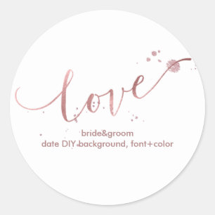 PixDezine Dazzled Faux-Roségold/Liebe Runder Aufkleber