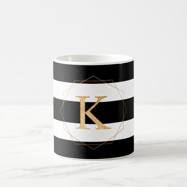 PIXDEZINE DIY MONOGRAM A-Z/DIY FARBSTRIPEN KAFFEETASSE (Mittel)