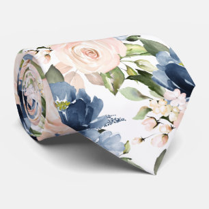 PixDezine Dusty Blue Blush Rose Navy Neck Tie Krawatte