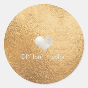 PixDezine falsches Silberherz/goldener Hintergrund Runder Aufkleber