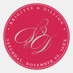 PixDezine Faux-Silber-Monogramm (A-Z) Runder Aufkleber