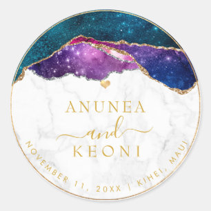 PixDezine Galaxy Agate Marble Imitate Goldenes Her Runder Aufkleber