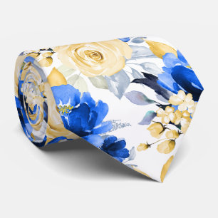 PixDezine H2 Blume Cerulean Blue Gold Rose Krawatte