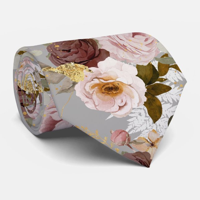 PixDezine H2 Burgundy Blush Rose Untergrund N Krawatte (Gerollt)