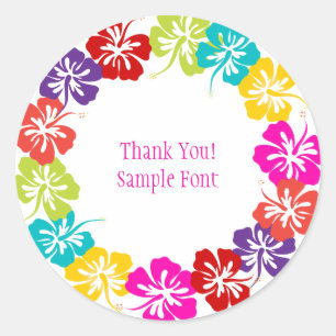 PixDezine Hibiskus lei/DIY Hintergrundfarbe Runder Aufkleber