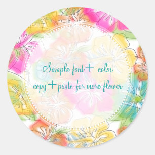 PixDezine-Hibiskus/Wasserfarbe Runder Aufkleber