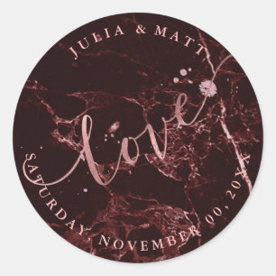 PixDezine Liebe Marmor/Imitate Rose Gold Runder Aufkleber