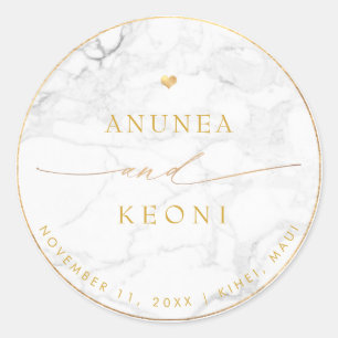 PixDezine Marble Imitate Goldenes Herz Klassischer Runder Aufkleber