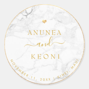 PixDezine Marble Imitate Goldenes Herz Runder Aufkleber