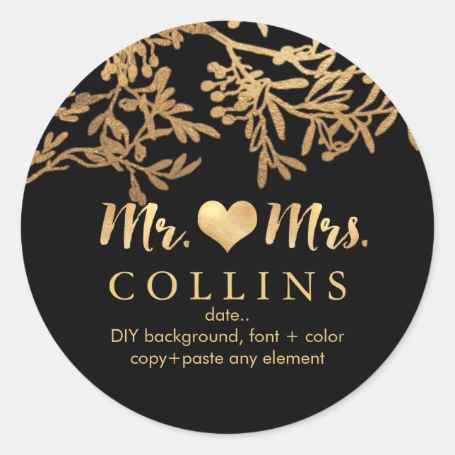 PixDezine Olebt/Imitate Gold/DIY Hintergrund Runder Aufkleber (Vorderseite)