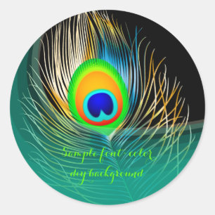 PixDezine Pfauenplume/DIYbackground Runder Aufkleber