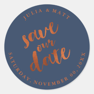 PixDezine Save the Date/Faux Kupfer/DIY Farbe Runder Aufkleber