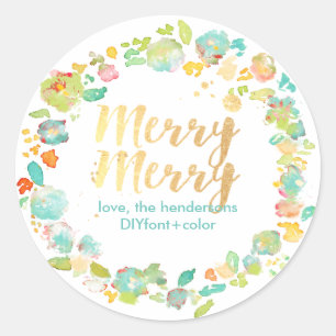 PixDezine Sophie-Garten/Blumenwasserfarbe Runder Aufkleber