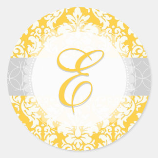 PixDezine versailles Damask/Monogramm/Dagefarben Runder Aufkleber