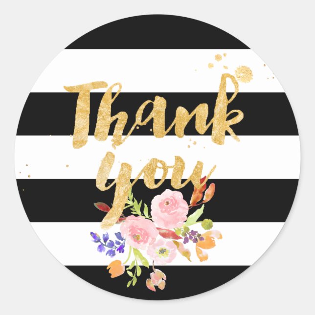 PixDezine Wasserfarbe Blütenfarben/Streifen Runder Aufkleber (Vorderseite)