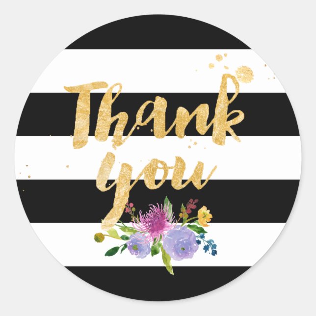 PixDezine Wasserfarbe Blütenfarben/Streifen Runder Aufkleber (Vorderseite)