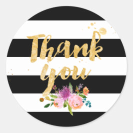 PixDezine Wasserfarbe Blütenfarben/Streifen Runder Aufkleber