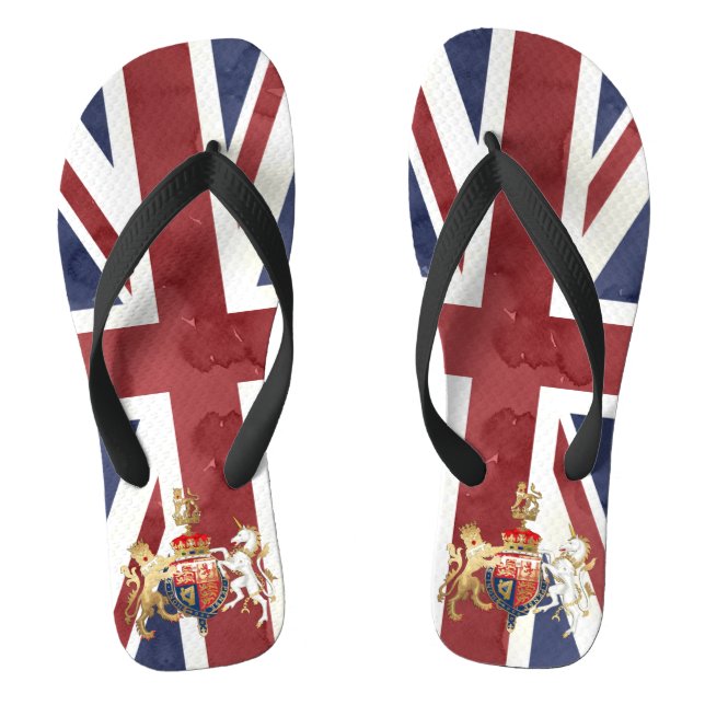 PIXDEZINE WASSERFARBE UNION JACK UND INSIGNIA FLIP FLOPS (Fußbett)