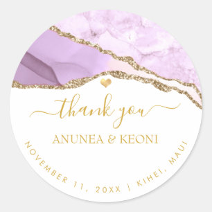 PixDezine Watercolor Lila Agate Imitate Gold Adern Runder Aufkleber