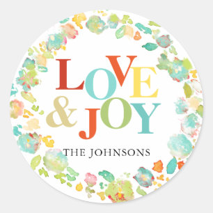 PixDezine Weihnachten Wasserfarbe Abstrakter Kranz Runder Aufkleber