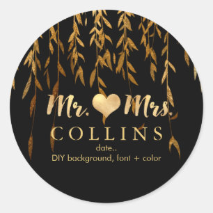 PixDezine Willow Blätter/Imitate Gold/DIY Hintergr Runder Aufkleber