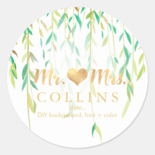 PixDezine Willow Blätter/Imitate Gold/DIY Hintergr Runder Aufkleber