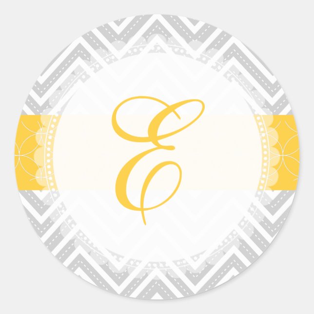 PixDezine Zickzack/Monogramm/Tagfarben Runder Aufkleber (Vorderseite)