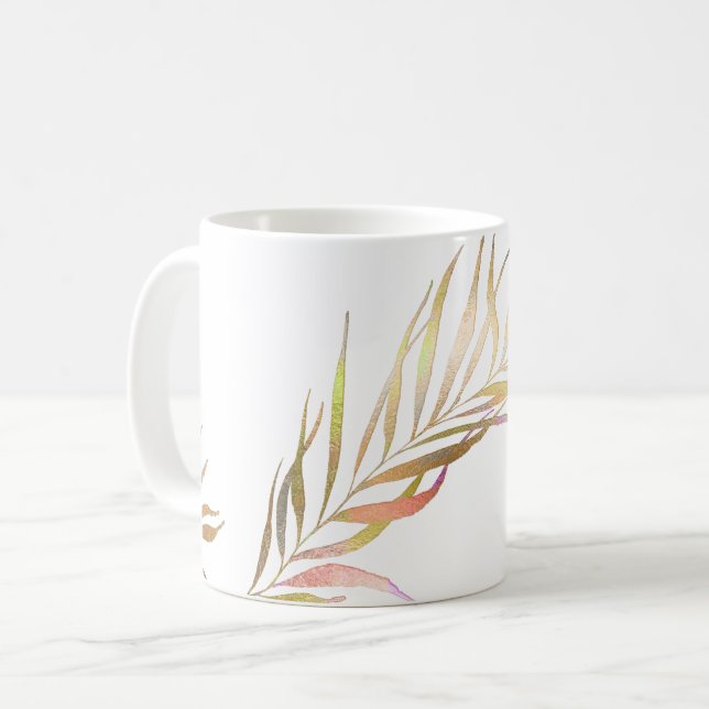 PIXDEZINEN PALM FRONDS IMITATE METALLIC KAFFEETASSE (Vorderseite Links)
