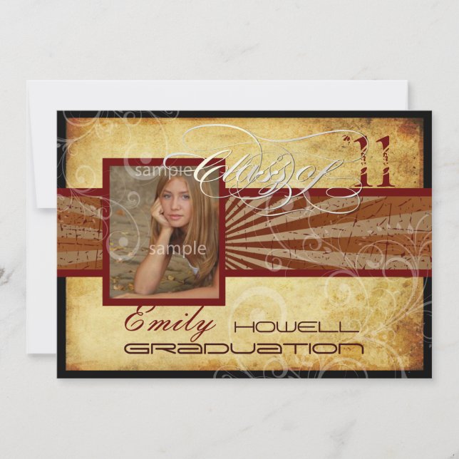 PixDezines 2011 Abschluss, Vintag / Retro-Buchten Einladung (Vorderseite)