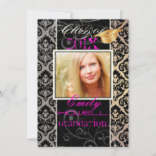 PixDezines 2012 Grads, Olivia-Damast-/Deichfarben Einladung