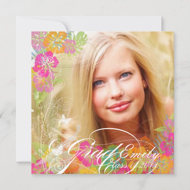 PixDezines 2012 Graduation Hibiskus leis Einladung (Vorderseite)