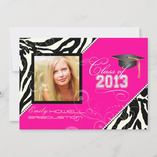 PixDezines 2013 Grads, Zebrafarben Einladung (Vorderseite)