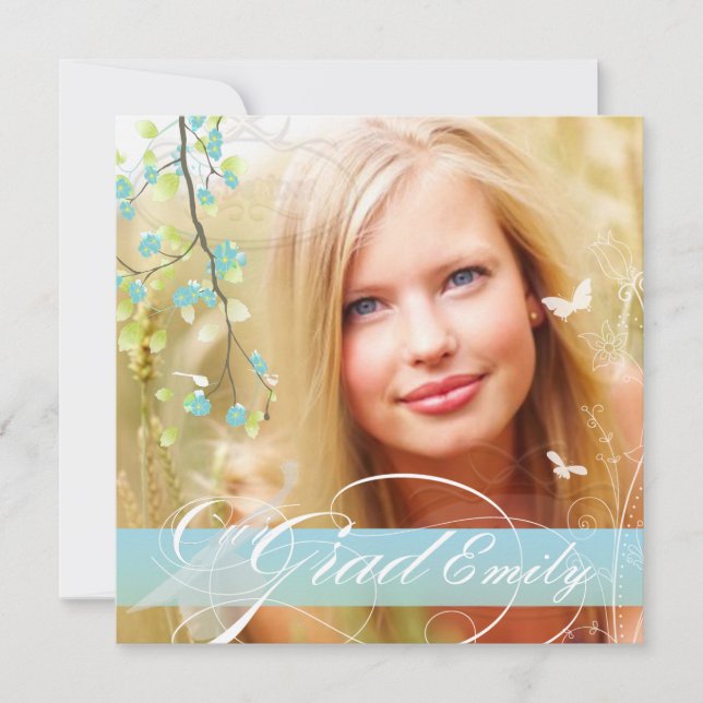 PixDezines 2015 Abschluss Foto+Tagesblüten Einladung (Vorderseite)