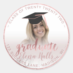 PixDezines 2018 Abschluss/Marmor+Imitate Rose Gold Runder Aufkleber