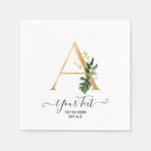 PixDezines A-Z Imitate Gold Monogram Tropical Foli Serviette