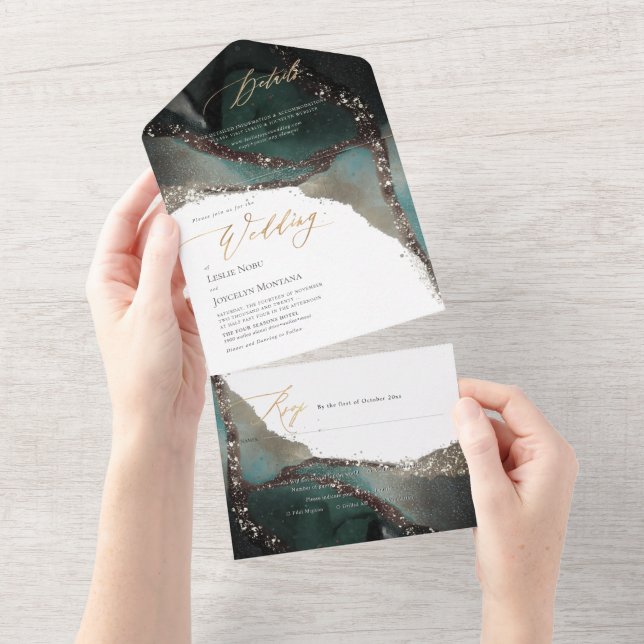 PixDezines Abstrakt an Sea Blue All In One Einladung (Abreißen)