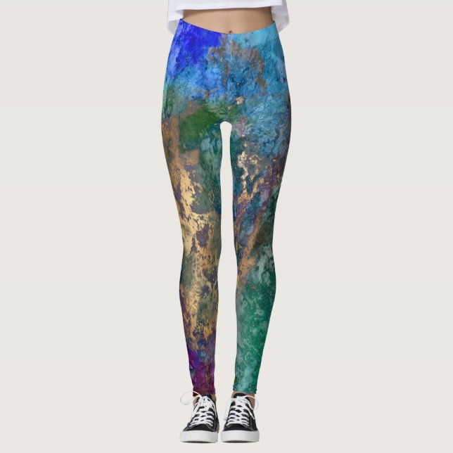 PixDezines Abstrakte Galaxie / Kosmische Energie Leggings (Vorderseite)