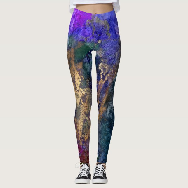PixDezines Abstrakte Galaxie / Kosmische Energie Leggings (Vorderseite)