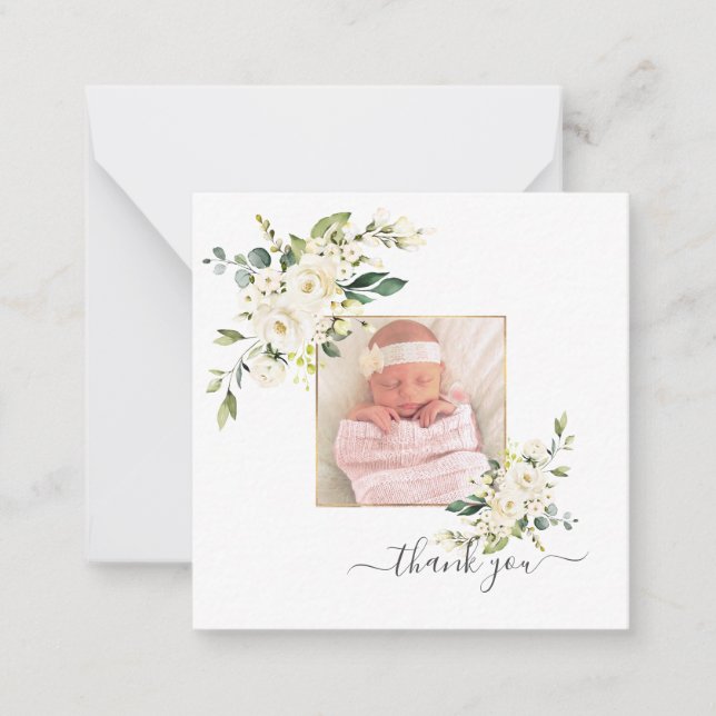 PixDezines Alabaster Rose Baby Danke Karten (Vorderseite)