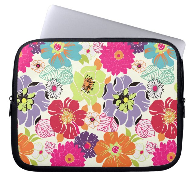 PixDezines Alegre Retro Floral, DIY Hintergrund Laptopschutzhülle (Vorderseite)