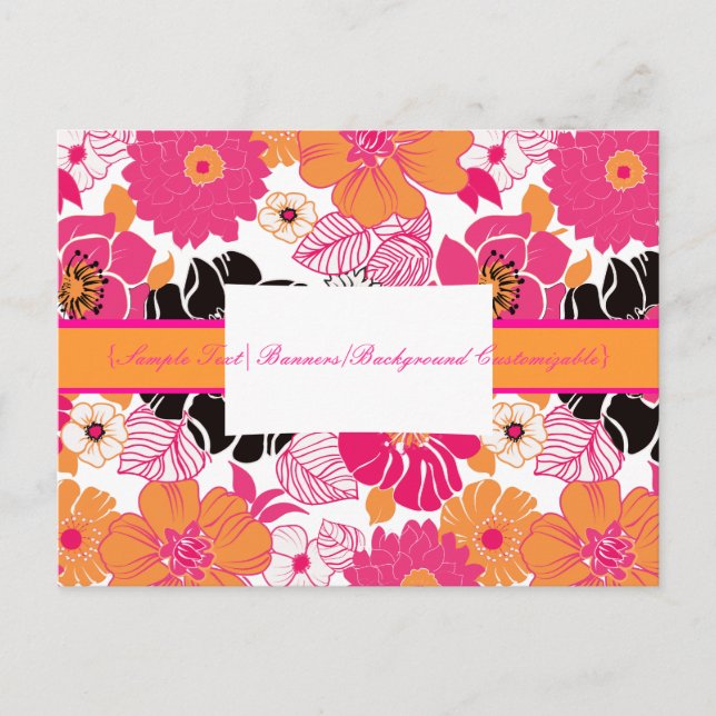 PixDezines Alegre Retro Floral, Marketing Postkart Postkarte (Vorderseite)