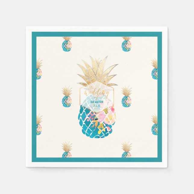 PixDezines Aloha Ananas/Aquamarin/DIY Hintergrund Serviette (Vorderseite)