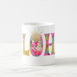 PixDezines Aloha Ananas+BlumenAquarell Tasse