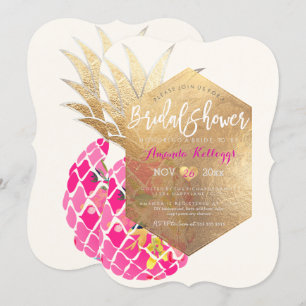 PixDezines Aloha Ananas Brautparty+Faux Gold Einladung