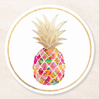 PixDezines Aloha Ananas/DIY Hintergrund Runder Pappuntersetzer
