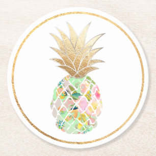 PixDezines Aloha Ananas/DIY Hintergrund Runder Pappuntersetzer