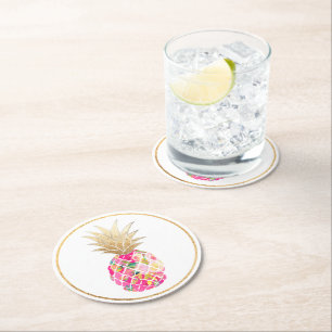 PixDezines Aloha Ananas/DIY Hintergrund Runder Pappuntersetzer